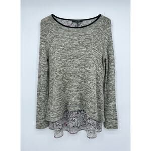 Poeme by Citron Knit Layered Oversized Blouse‎ Women's XL Green Gray
